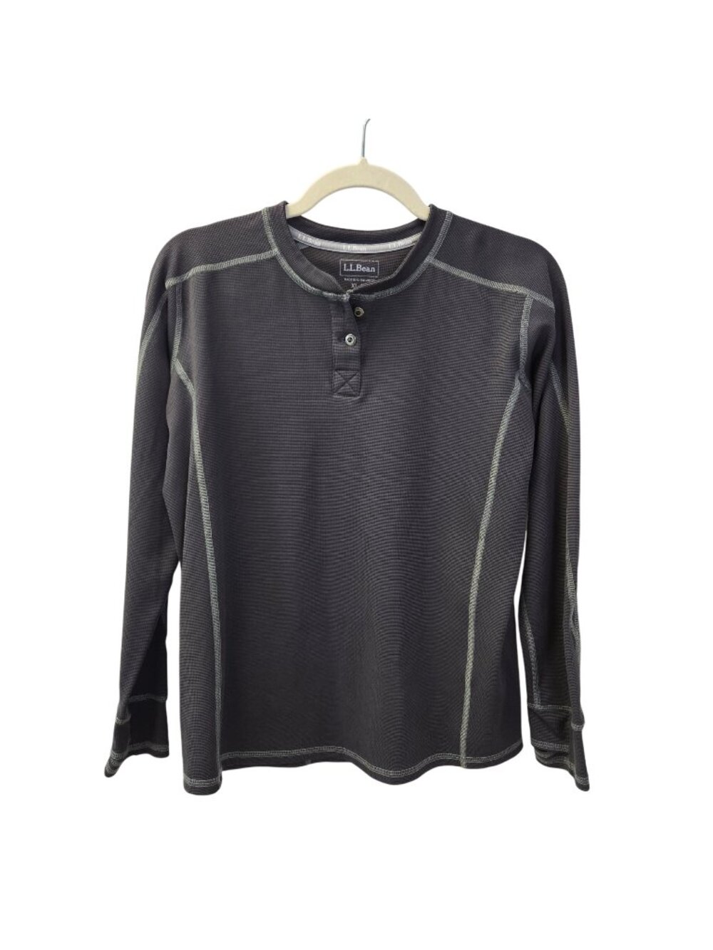 L.L. Bean Waffle Knit 1/4 Button Henley Top Size Boy's 18/XL
